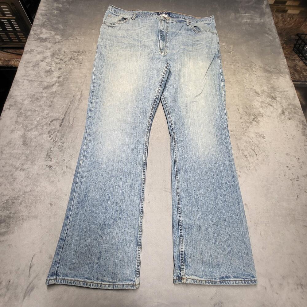 Arizona Jean Co. Jeans Mens 42x32 Blue Bootcut Relaxed Stretch Light Wash